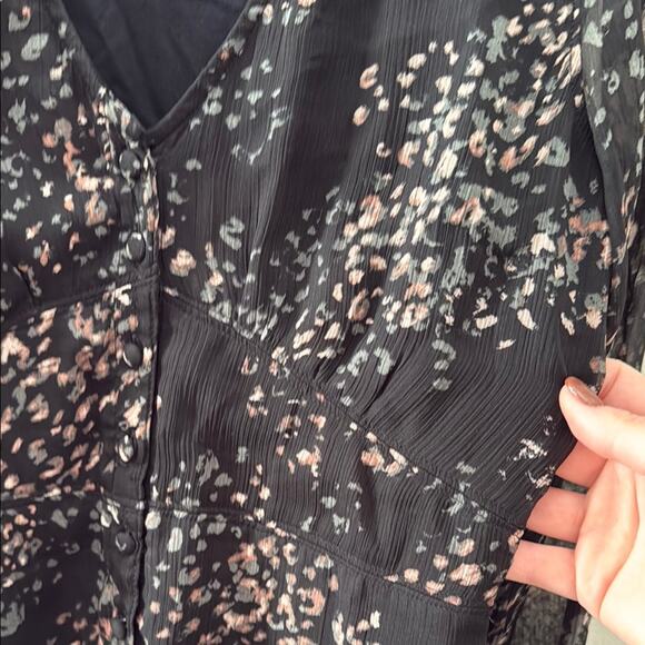 Abercrombie & Fitch Black Patterned Longsleeve Dress Size Small - Picture 7 of 11
